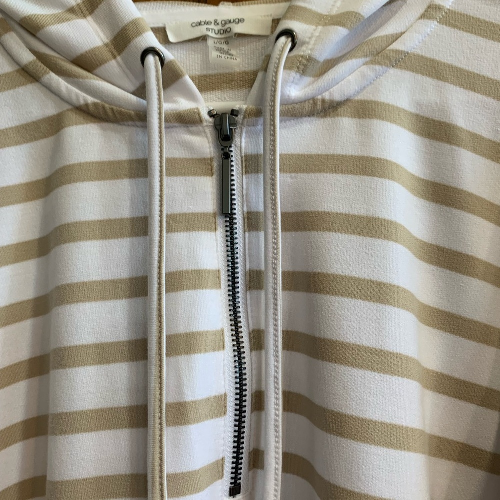 Cable & Gauge Tan and White Striped Hoodie - Picture 2 of 5